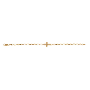 Bracelet en vermeil maille grain de café croix plate lisse diamanté etoile -19cm - Vue 2