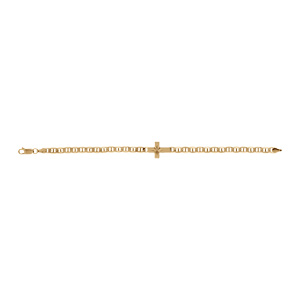 Bracelet en vermeil maille marine croix plate lisse diamanté etoile - 19cm - Vue 2