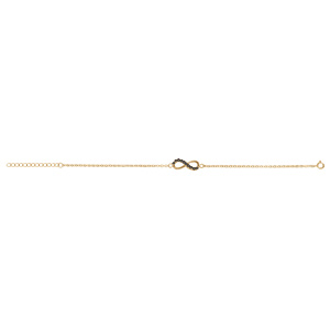 Bracelet en vermeil forme huit (infini) pierres noires sur la moitie - 16+2cm - Vue 2