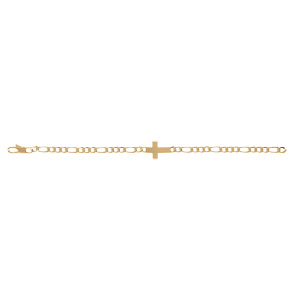 Bracelet en vermeil 1+3, 4mm de large croix plate lisse - 18cm - Vue 2
