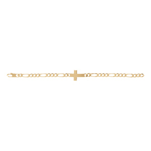 Bracelet en vermeil 1+3,  5mm de large croix plate lisse - 19cm - Vue 2