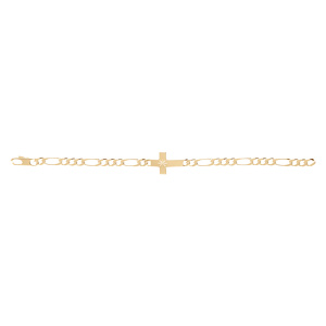 Bracelet en vermeil 1+3, 5mm de large croix plate lisse diamanté etoile - 19cm - Vue 2