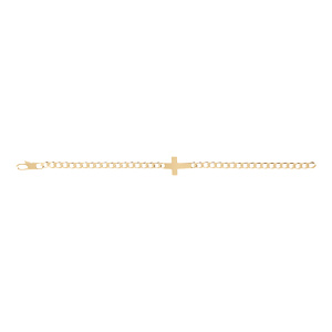 Bracelet en vermeil maille gourmette, 4mm de large croix plate lisse -18cm - Vue 2