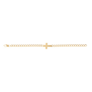 Bracelet en vermeil maille gourmette 5mm de large croix plate lisse - 19cm - Vue 2