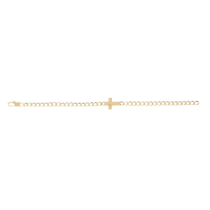 Bracelet en vermeil maille gourmette 4mm de large croix plate lisse diamanté etoile - 18cm - Vue 2