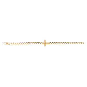 Bracelet en vermeil maille gourmette 5mm de large croix plate lisse diamanté etoile - 19cm - Vue 2