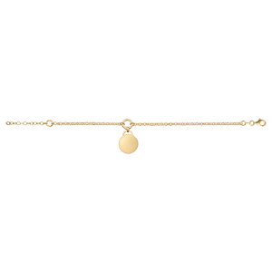 Bracelet en vermeil avec chaînette pampille rondelle - 16+3cm réglable - Vue 2