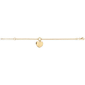 Bracelet en vermeil avec chaînette pampille coeur - 16+3cm réglable - Vue 2