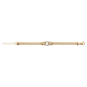 Bracelet en vermeil maille milanaise plus maillons d\'oxydes sertis entrelacs - 16+2cm - Vue 2