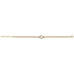 Bracelet en vermeil petite maille milanaise avec un cercle d\'oxydes blancs sertis - 15+3cm - Vue 2