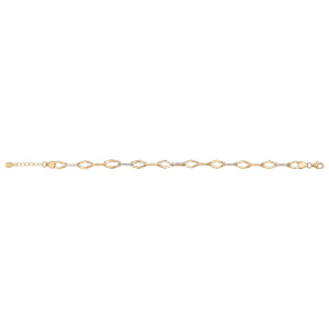 Bracelet en vermeil motif losange et barrettes d\'oxydes blancs sertis - 17+2cm - Vue 2