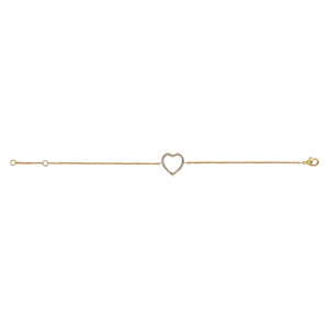 Bracelet en vermeil coeur ajouré orné d\'oxydes blancs 16+1,5cm - Vue 2