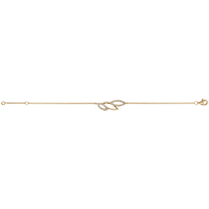 Bracelet en vermeil feuillage ajour avec oxydes blancs sertis  - 16+2cm - Vue 2