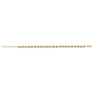Bracelet en vermeil massif chaîne façon torsades avec oxydes blancs sertis sur le dessus - 16+3cm - Vue 2