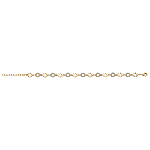 Bracelet en vermeil massif avec oxydes blancs sertis une maille sur deux -16,5+3cm - Vue 2