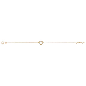 Bracelet en vermeil coeur ajouré entouré d\'oxydes blancs sertis - 16+2cm - Vue 2