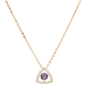 Collier en vermeil chaîne avec pendentif triangle oxyde arc en ciel mystique contour oxydes blancs sertis 42+3cm - Vue 2