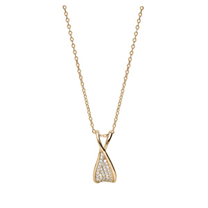 Collier en vermeil chaîne avec pendentif torsade oxydes blancs sertis 43+2cm - Vue 2