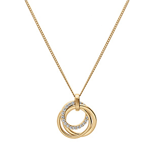 Collier en vermeil pendentif noeud d\'amour trois  cercles don un par d\'oxydes blancs sertis - 41+5cm - Vue 2