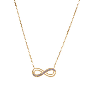 Collier en vermeil motif infini ajouré avec oxydes violet sertis 40+5cm - Vue 2