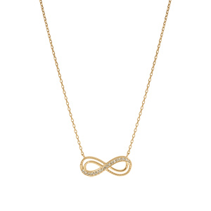 Collier en vermeil motif infini ajouré avec oxydes miel sertis - 40+5cm - Vue 2