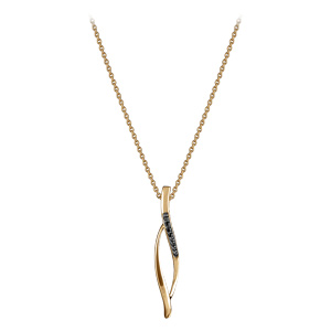 Collier en vermeil pendentif forme losange barrettes pierres noires - 43+2cm - Vue 2