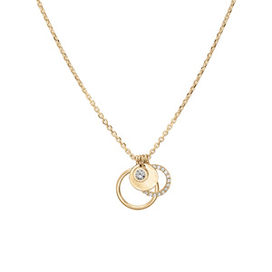 Collier en vermeil trois rondelles et oxydes blancs sertis - 38+5cm - Vue 2