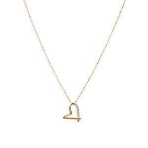 Collier en vermeil pendentif coeur ouvert avec une section d\'oxydes blancs sertis - 42+3cm - Vue 2