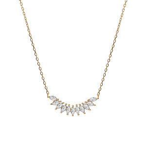 Collier en argent rhodié navettes d\'oxydes blancs - 42+3cm - Vue 2
