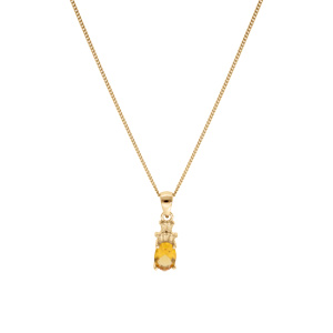Collier en vermeil pendentif oxyde blanc et couleur miel - 42+3cm - Vue 2