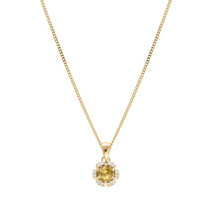 Collier en vermeil pendentif 5mm fleur oxydes couleur miel et blancs sertis - 42+3cm - Vue 2