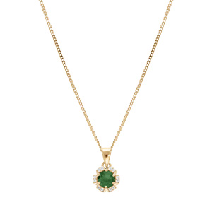 Collieren vermeil pendentif 5mm fleur oxydes vert foncé et blancs sertis - 42+3cm - Vue 2