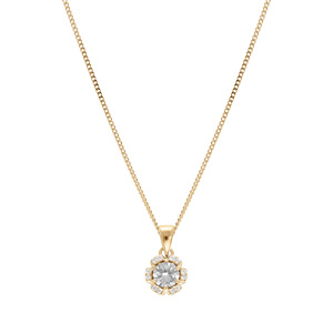 Collier en vermeil pendentif 5mm fleur oxydes blancs sertis - 42+3cm - Vue 2