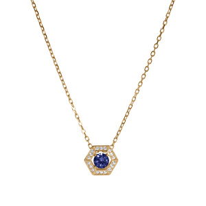 Collier en vermeil pendentif oxyde bleu et contour oxydes blancs - 42+3cm - Vue 2