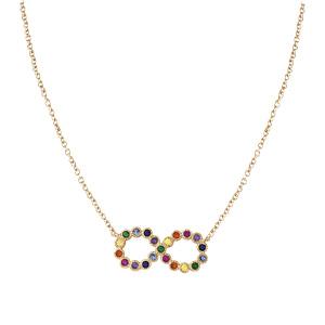 Collier en vermeil motif infini oxydes multi couleurs - 42+3cm - Vue 2