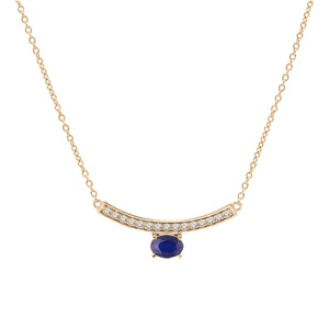 Collier en vermeil chaîne avec pendentif courbe de Topazes blanches et Saphir véritable 42+3cm - Vue 2
