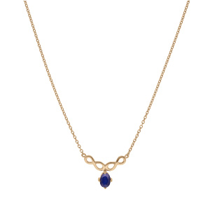 Collier en vermeil chane avec pendentif infini lisse et Saphir vritable 42+3cm - Vue 2