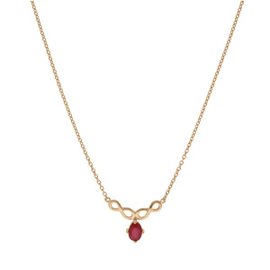 Collier en vermeil chane avec pendentif infini lisse et Rubis vritable 42+3cm - Vue 2