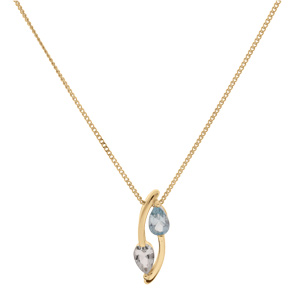 Collier en vermeil pendentif deux pierres topaze bleu et blanc - 42+3cm - Vue 2