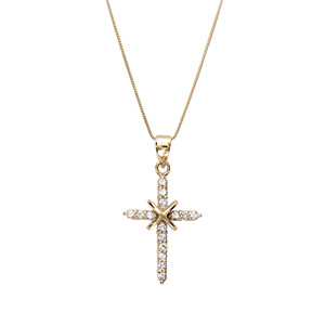 Collier en vermeil pendentif croix fine pierres blanches - 45cm - Vue 2