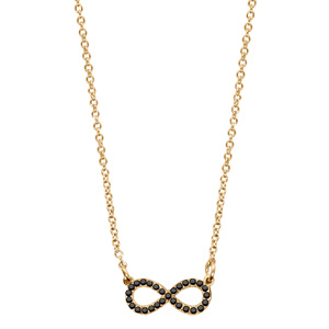 Collier en vermeil forme huit (infini) petit modèle avec pierres noires - 42+3cm - Vue 2