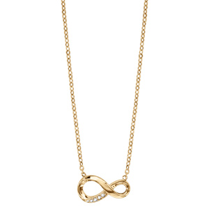 Collier en vermeil forme huit stylisé (infini) avec pierres blanches - 42+3cm - Vue 2