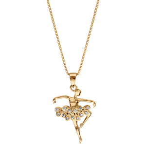 Collier en vermeil pendentif danseuse avec oxydes blancs sertis - 42+3cm - Vue 2