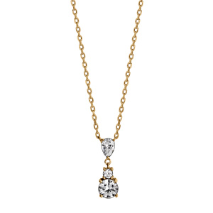 Collier en vermeil pendant trois oxydes blancs sertis - 42+4cm - Vue 2