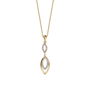 Collier en vermeil pendentif deux motifs ovales oxydes blancs sertis - 40+5cm - Vue 2