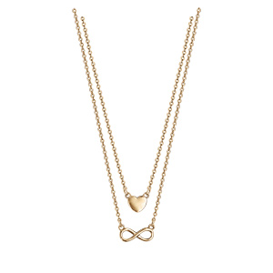 Collier en vermeil double chaîne coeur et infini 42+3cm - Vue 2