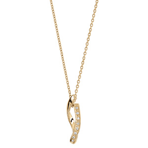 Collier en vermeil pendentif brins pendants oxydes blancs sertis - 42+3cm - Vue 2