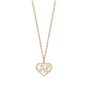 Collier en vermeil pendentif coeur ajouré licorne - 40+5cm - Vue 2