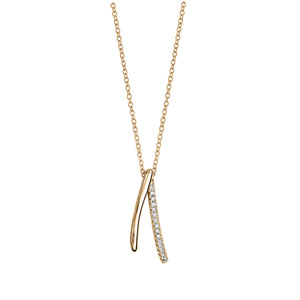 Collier en vermeil chaîne avec pendentif2 brins lisse et avec oxydes blancs sertis 40+4cm - Vue 2