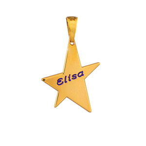 Pendentif en vermeil étoile à graver petit modèle - plaque prestige - Vue 2